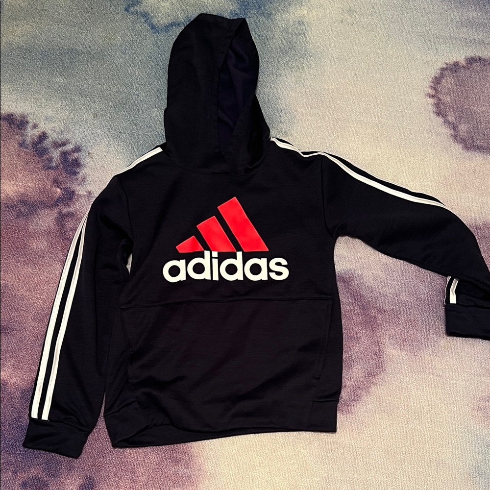 Adidas Kids Black Hoodie with Red and White Accents